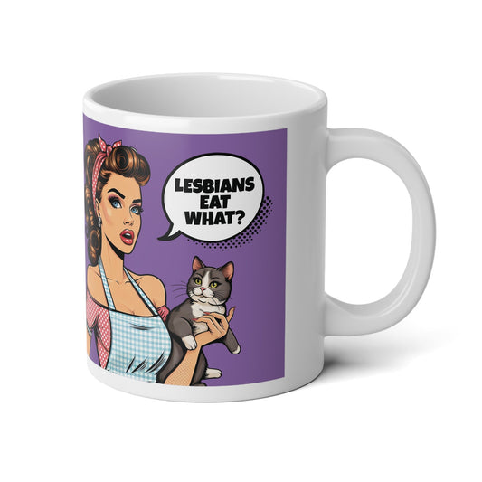 Lesbians Eat What Purple Mega Mug 20oz - Funny LGBT Coffee Cup Gift - Mug - The Lucky Wombat