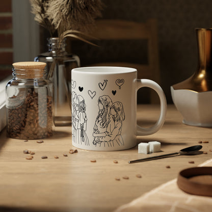 Love and Connection - Lesbian Couples Line Art Mug, 20oz - Mug - The Lucky Wombat