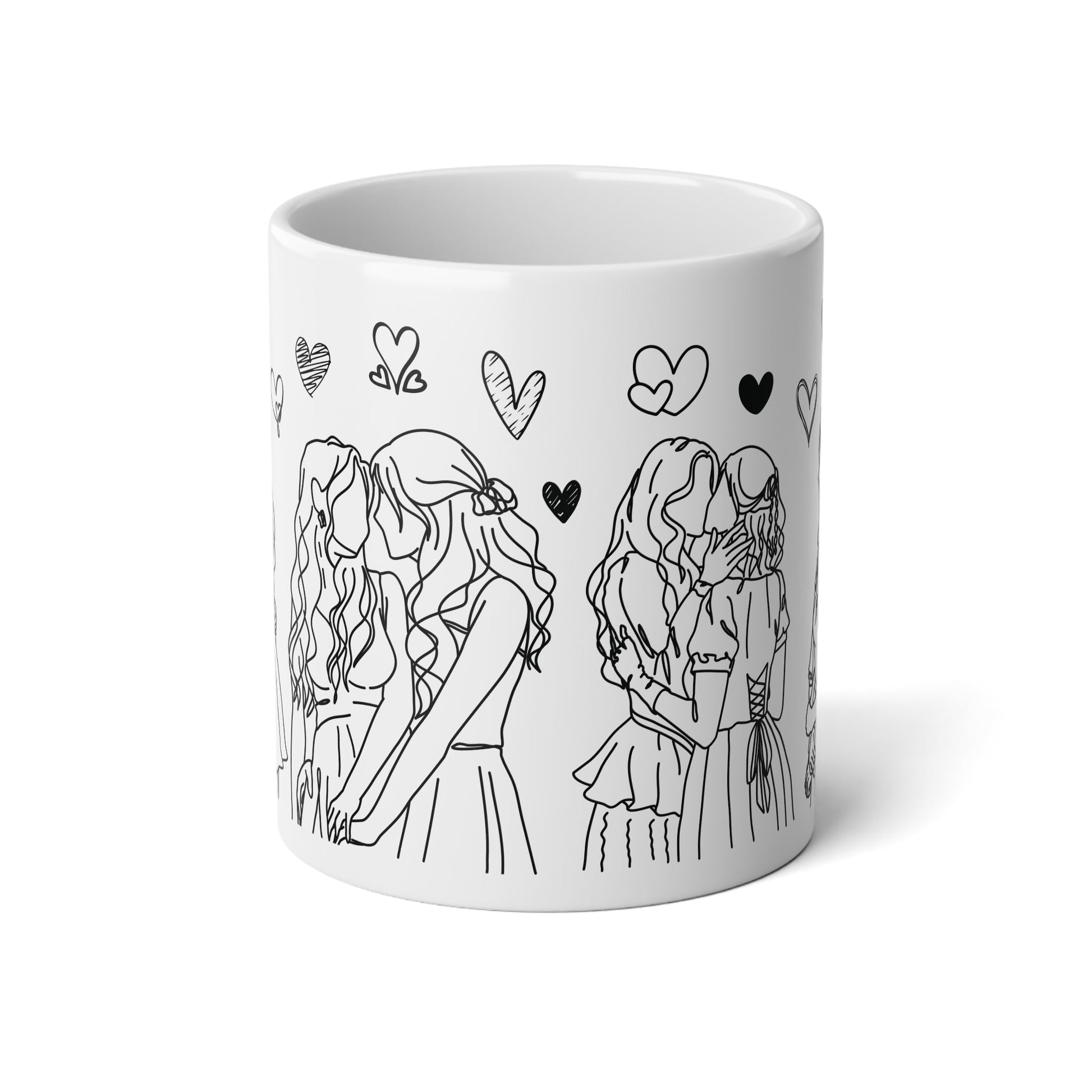 Love and Connection - Lesbian Couples Line Art Mug, 20oz - Mug - The Lucky Wombat