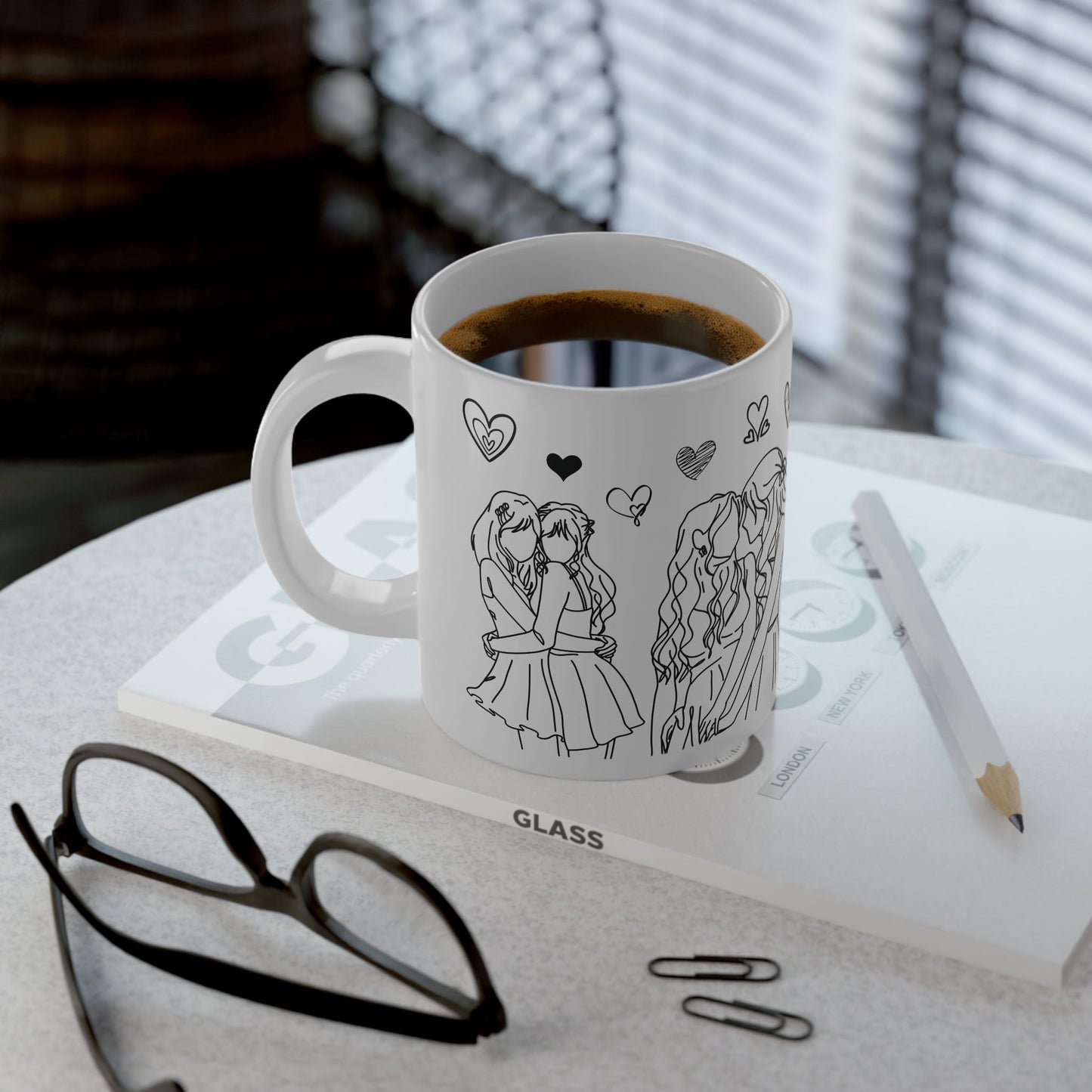 Love and Connection - Lesbian Couples Line Art Mug, 20oz - Mug - The Lucky Wombat