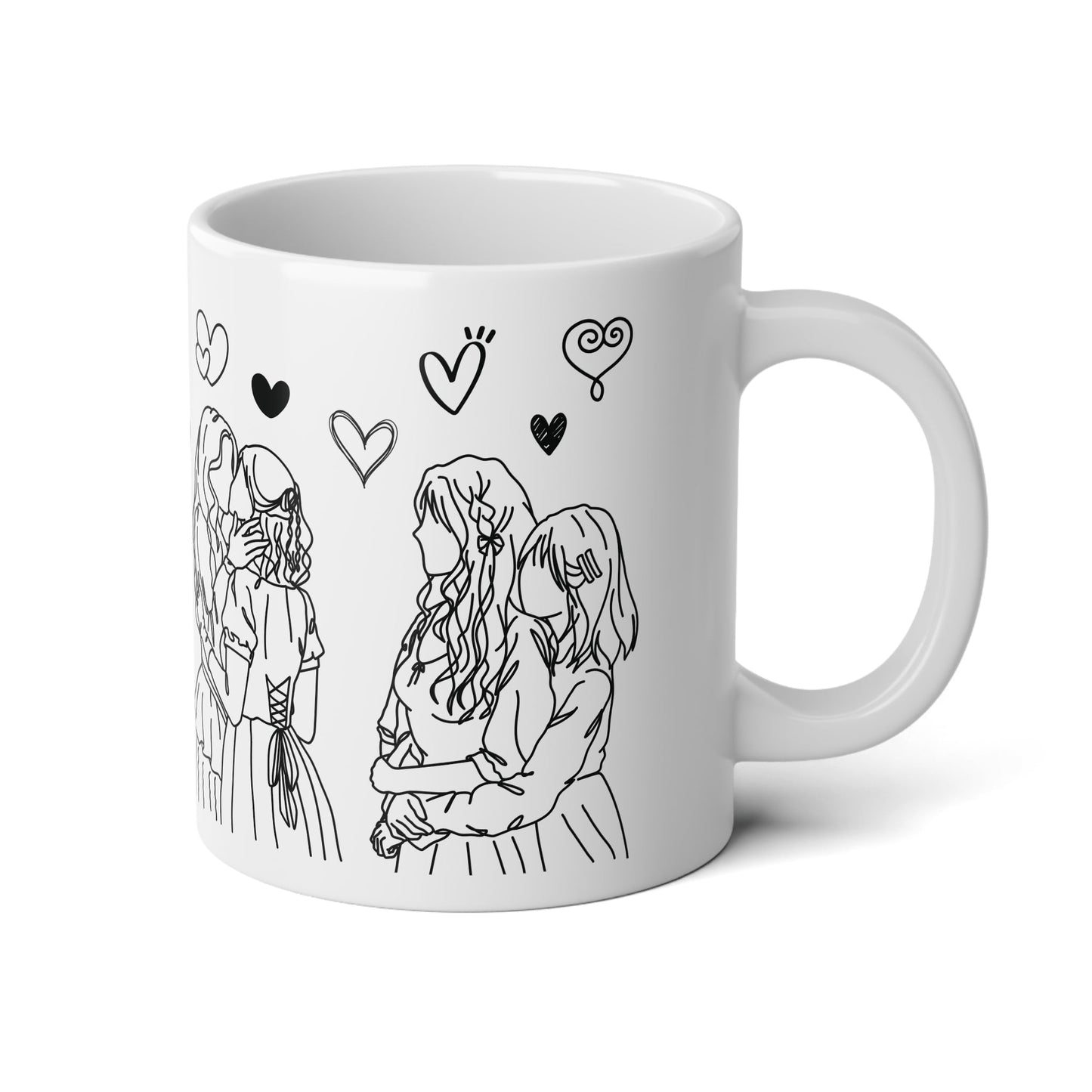 Love and Connection - Lesbian Couples Line Art Mug, 20oz - Mug - The Lucky Wombat