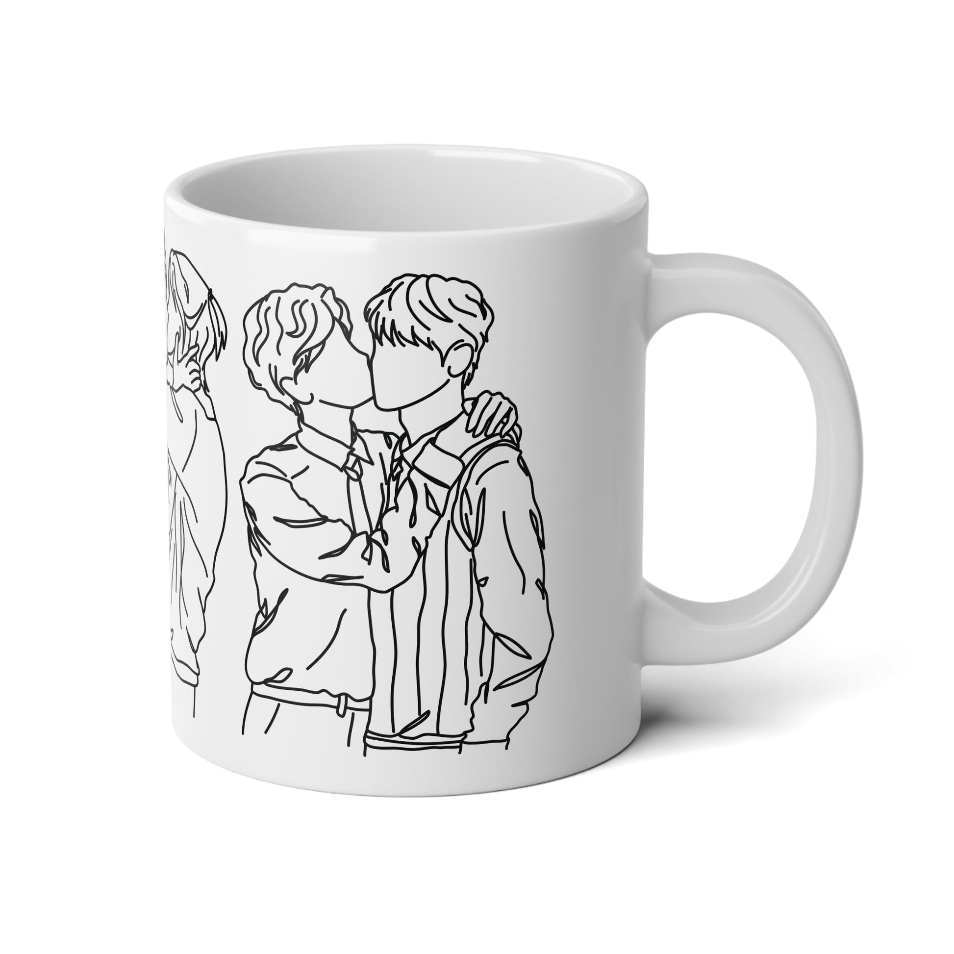 Love Knows No Boundaries - Boys Love Line Art Mug, 20oz - Mug - The Lucky Wombat