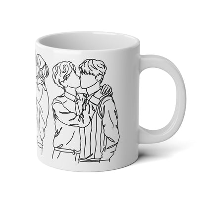Love Knows No Boundaries - Boys Love Line Art Mug, 20oz - Mug - The Lucky Wombat