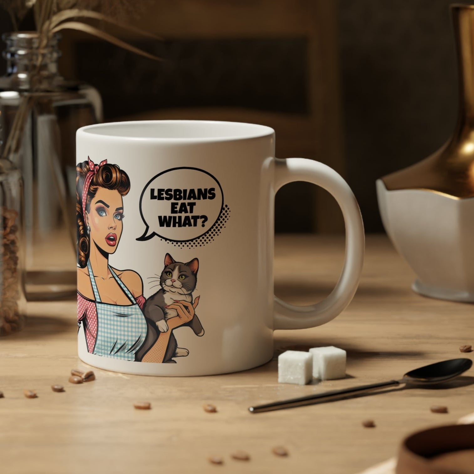Mega Mug Lesbian Eat What White 20oz - Mug - The Lucky Wombat