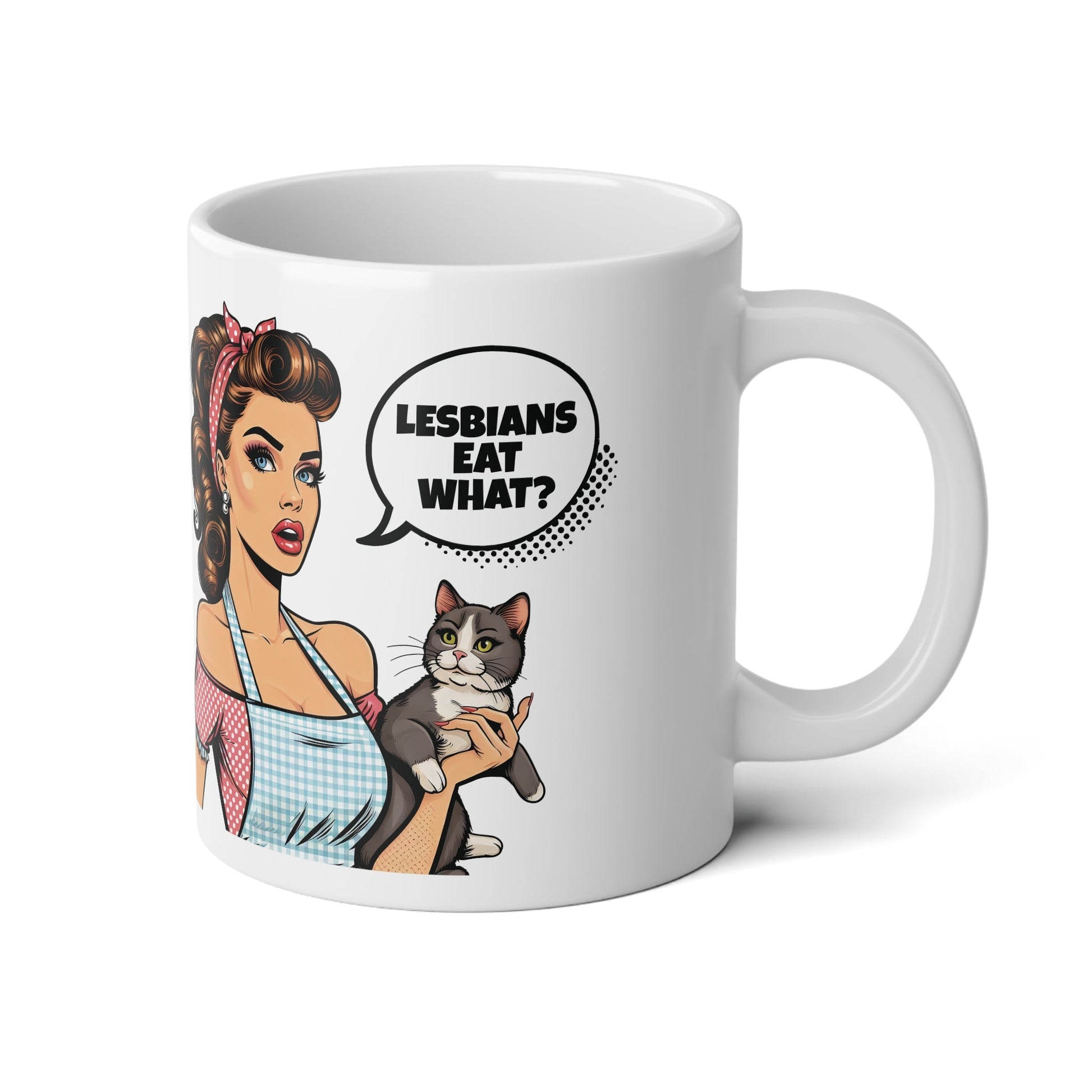 Mega Mug Lesbian Eat What White 20oz - Mug - The Lucky Wombat