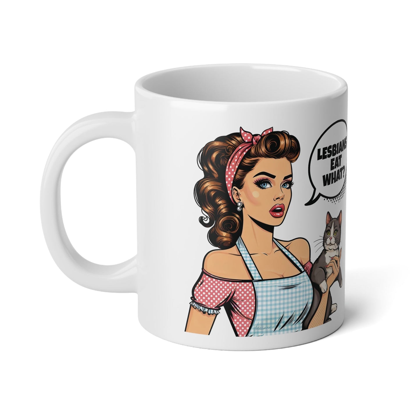 Mega Mug Lesbian Eat What White 20oz - Mug - The Lucky Wombat