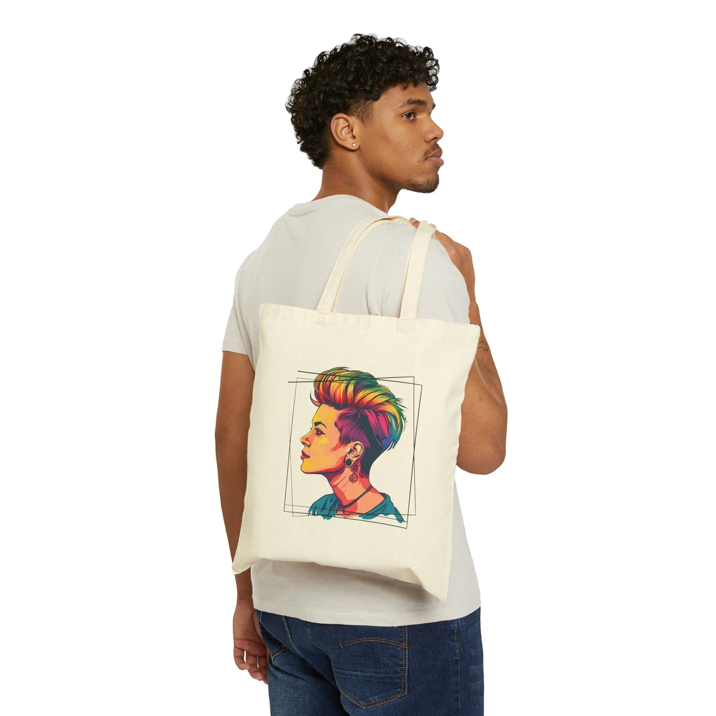 Pixie Hair - Cotton Canvas Tote Bag - Bags - Natural - 15" x 16" The Lucky Wombat