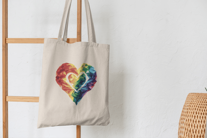 Polygon Heart - Tote Bag - Bags - Natural - 15" x 16" The Lucky Wombat