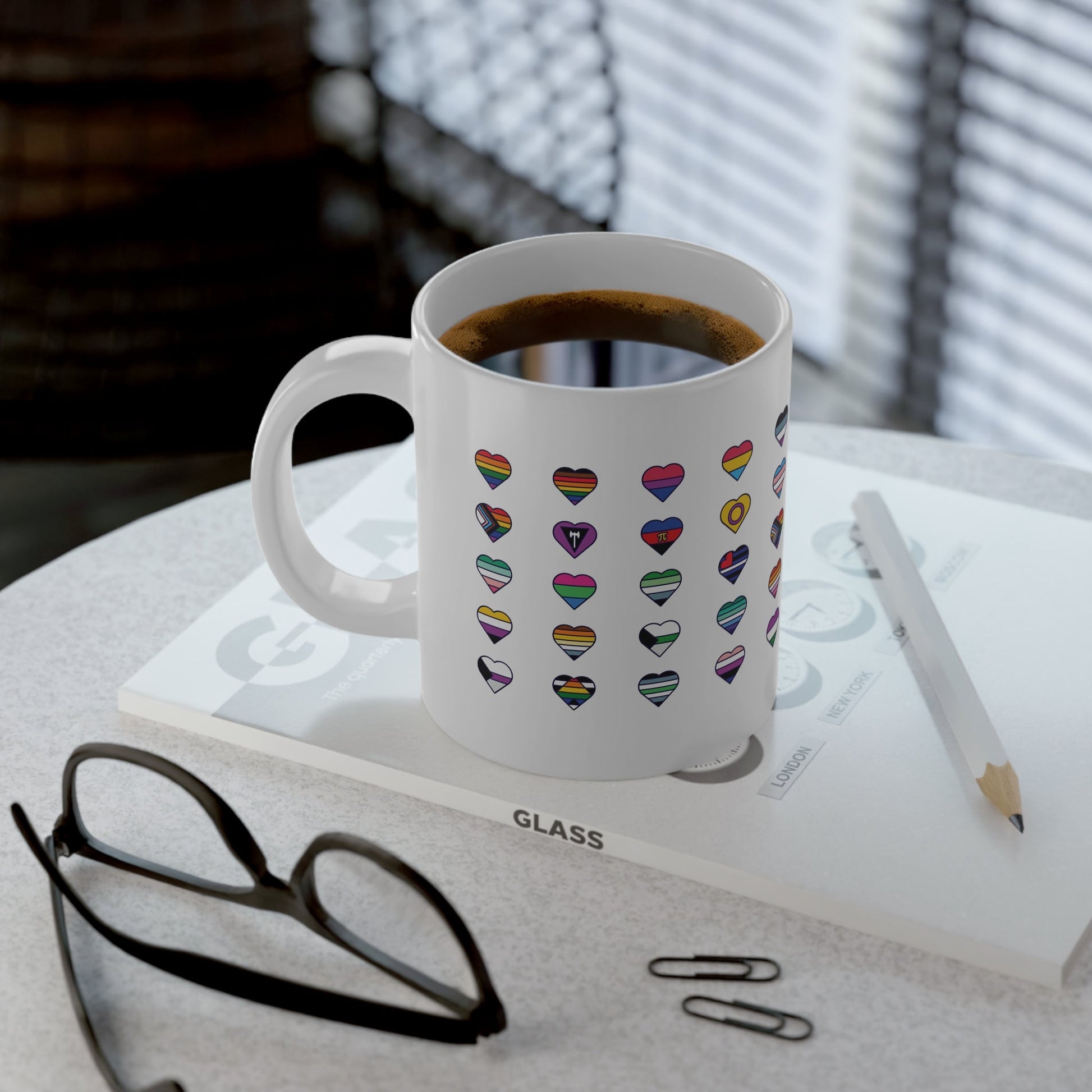 Pride Hearts Mug - 20oz LGBTQ+ Flag Design - Mug - The Lucky Wombat