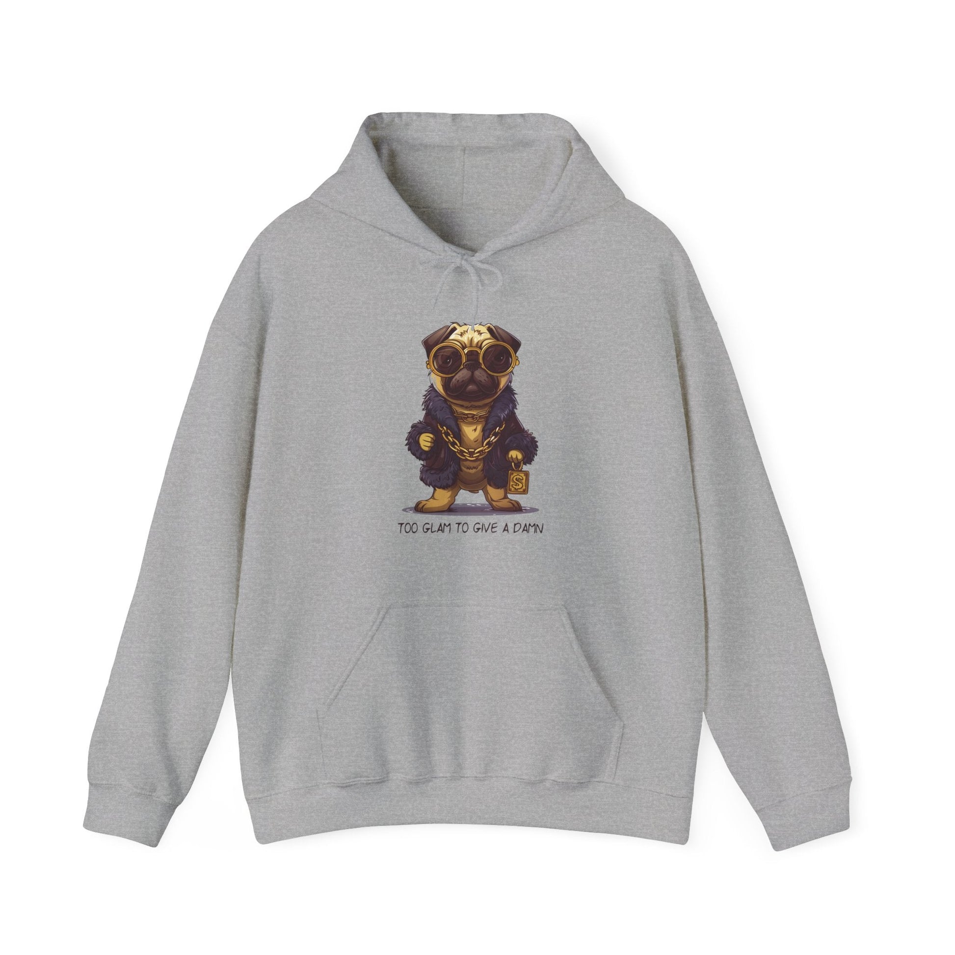 Pug Life Hoodie - Too Glam To Give a Damn - Hoodie - The Lucky Wombat