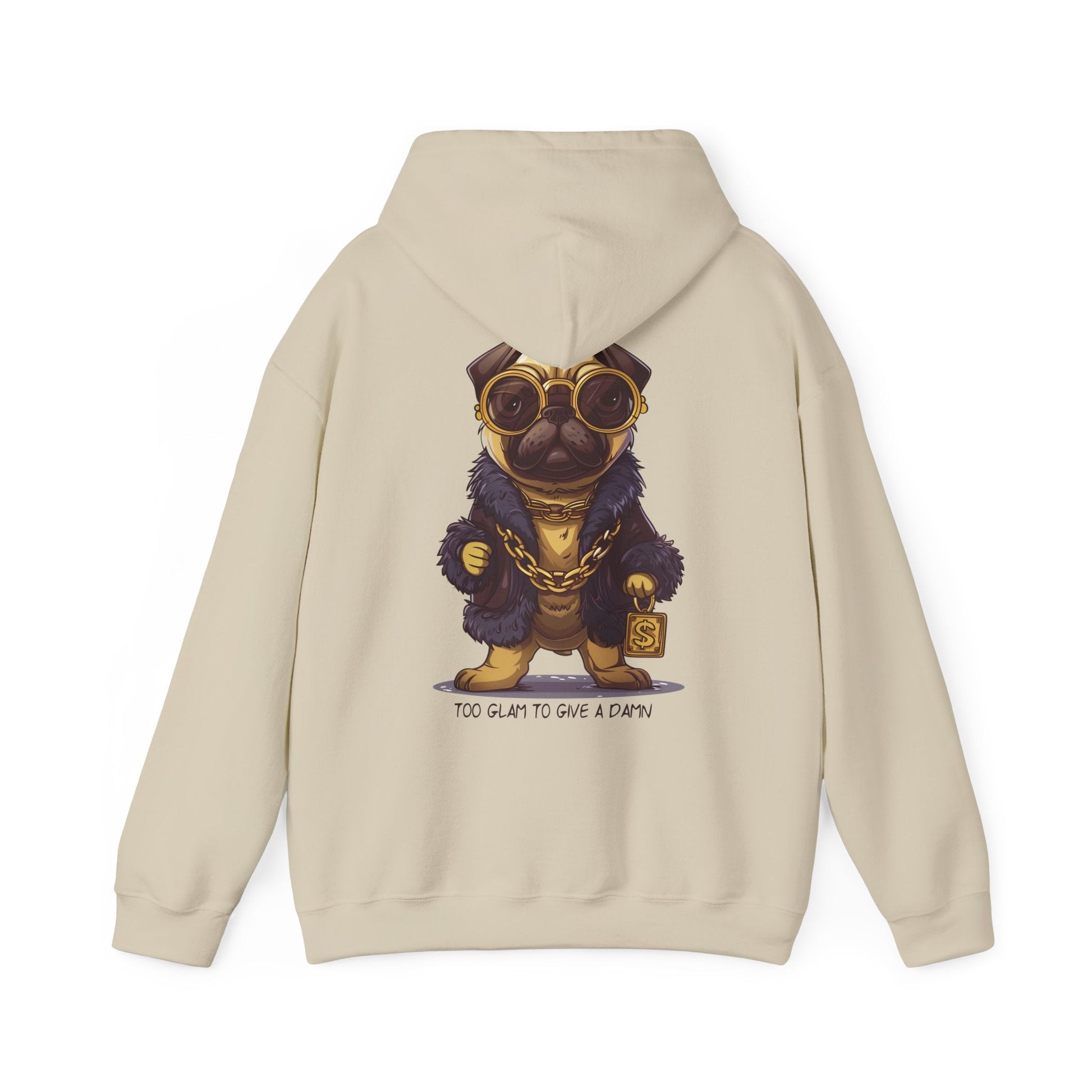 Pug Life Hoodie - Too Glam To Give a Damn - Hoodie - The Lucky Wombat