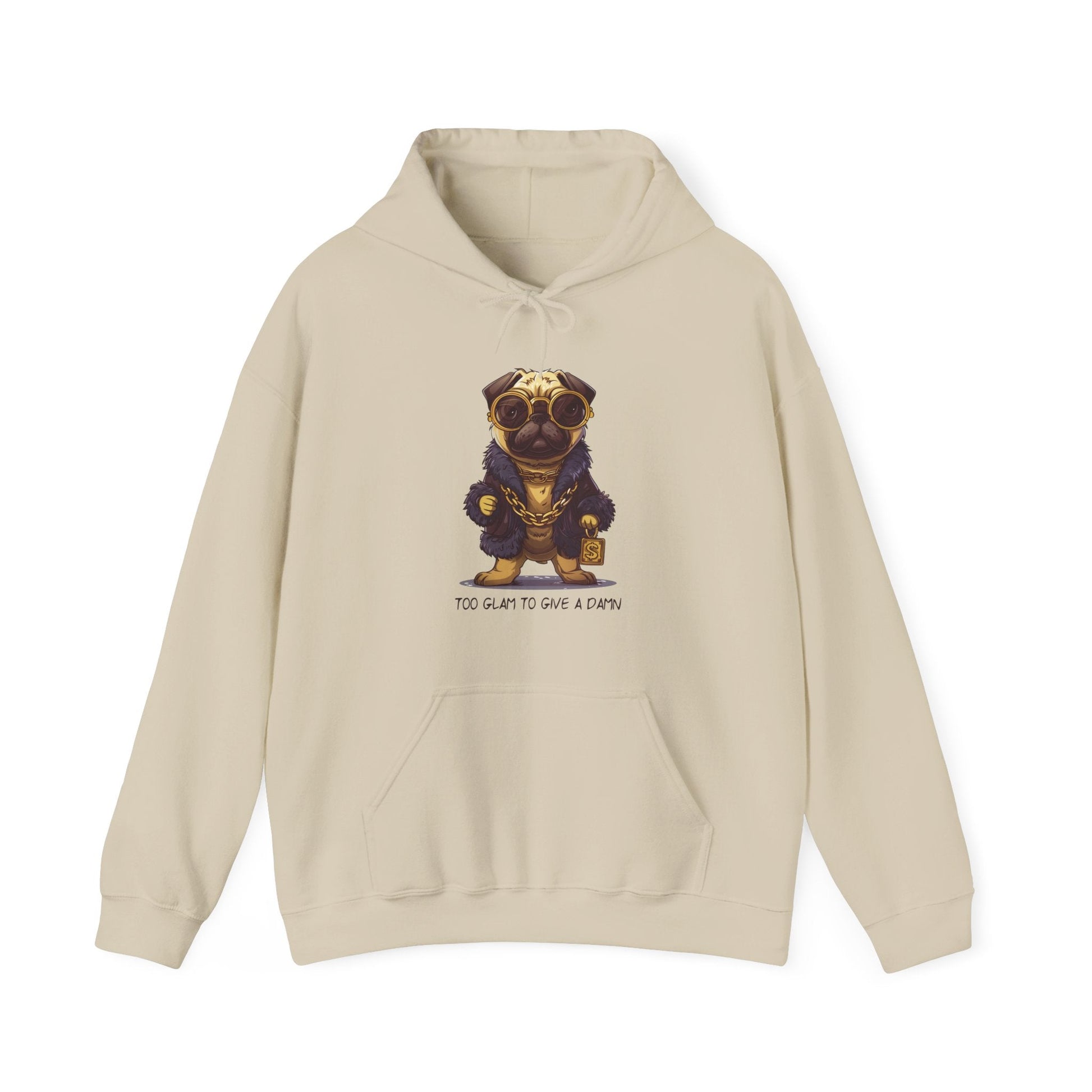 Pug Life Hoodie - Too Glam To Give a Damn - Hoodie - The Lucky Wombat