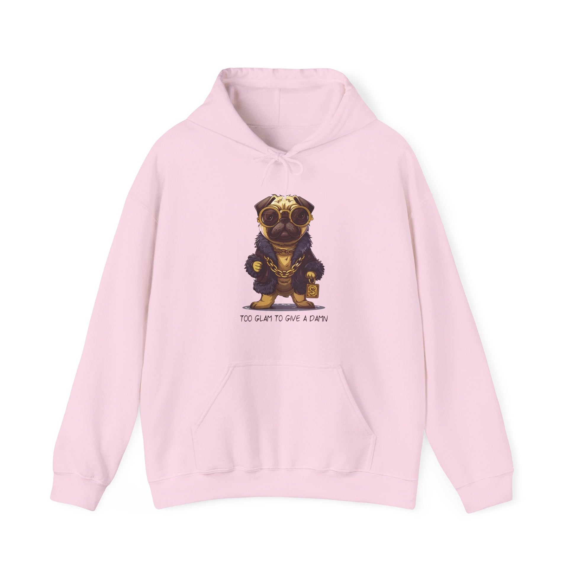 Pug Life Hoodie - Too Glam To Give a Damn - Hoodie - The Lucky Wombat
