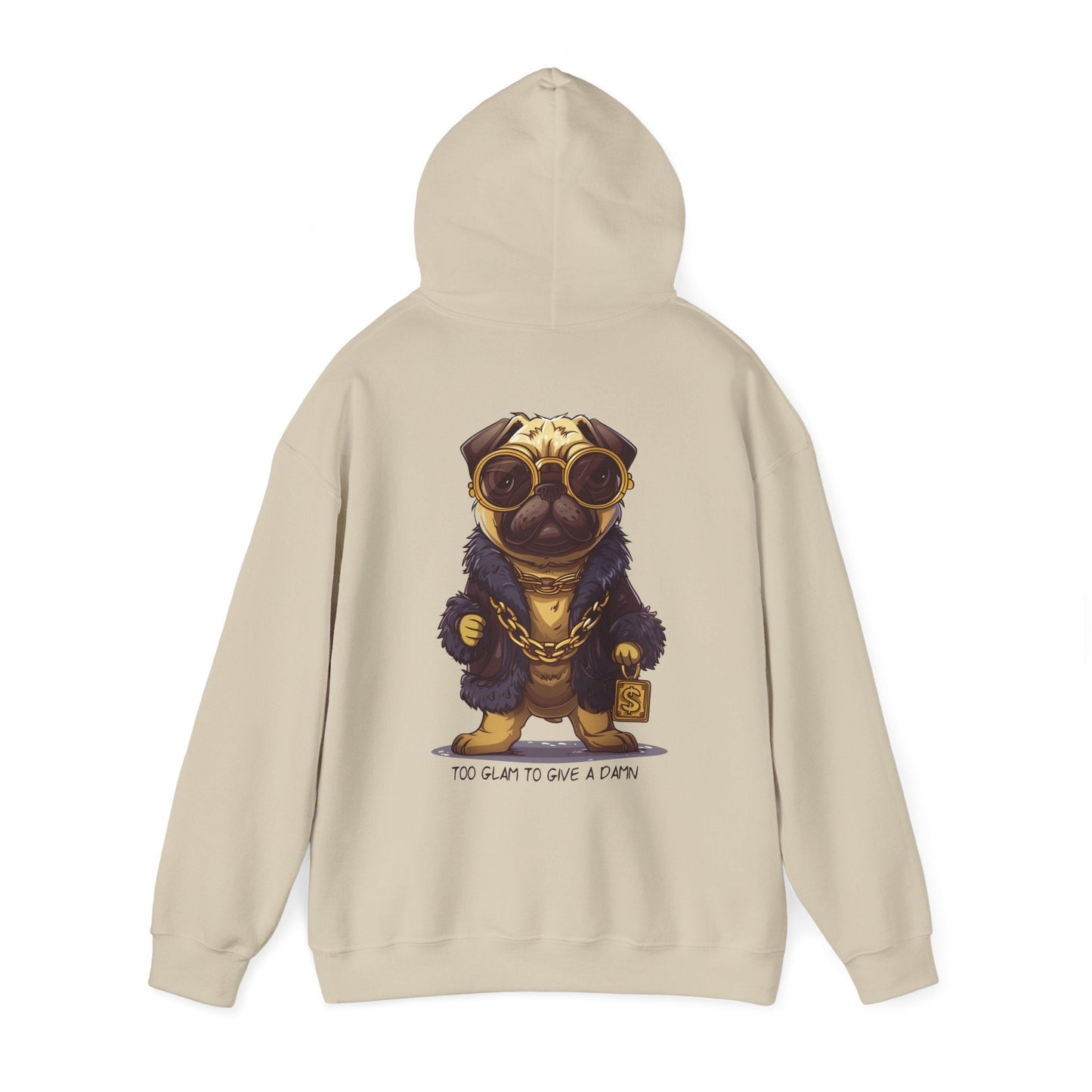 Pug Life Hoodie - Too Glam To Give a Damn - Hoodie - The Lucky Wombat