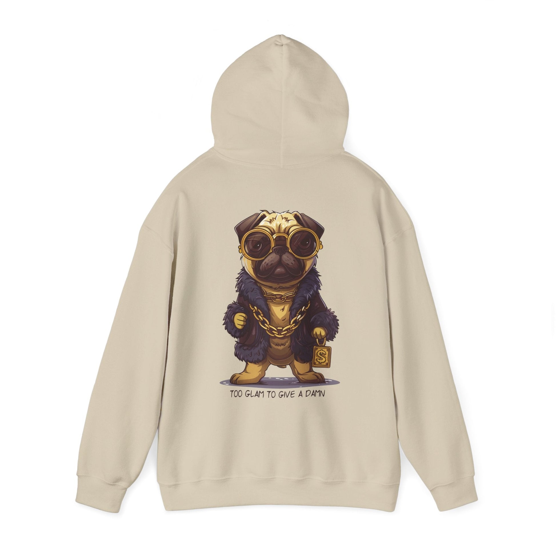 Pug Life Hoodie - Too Glam To Give a Damn - Hoodie - The Lucky Wombat