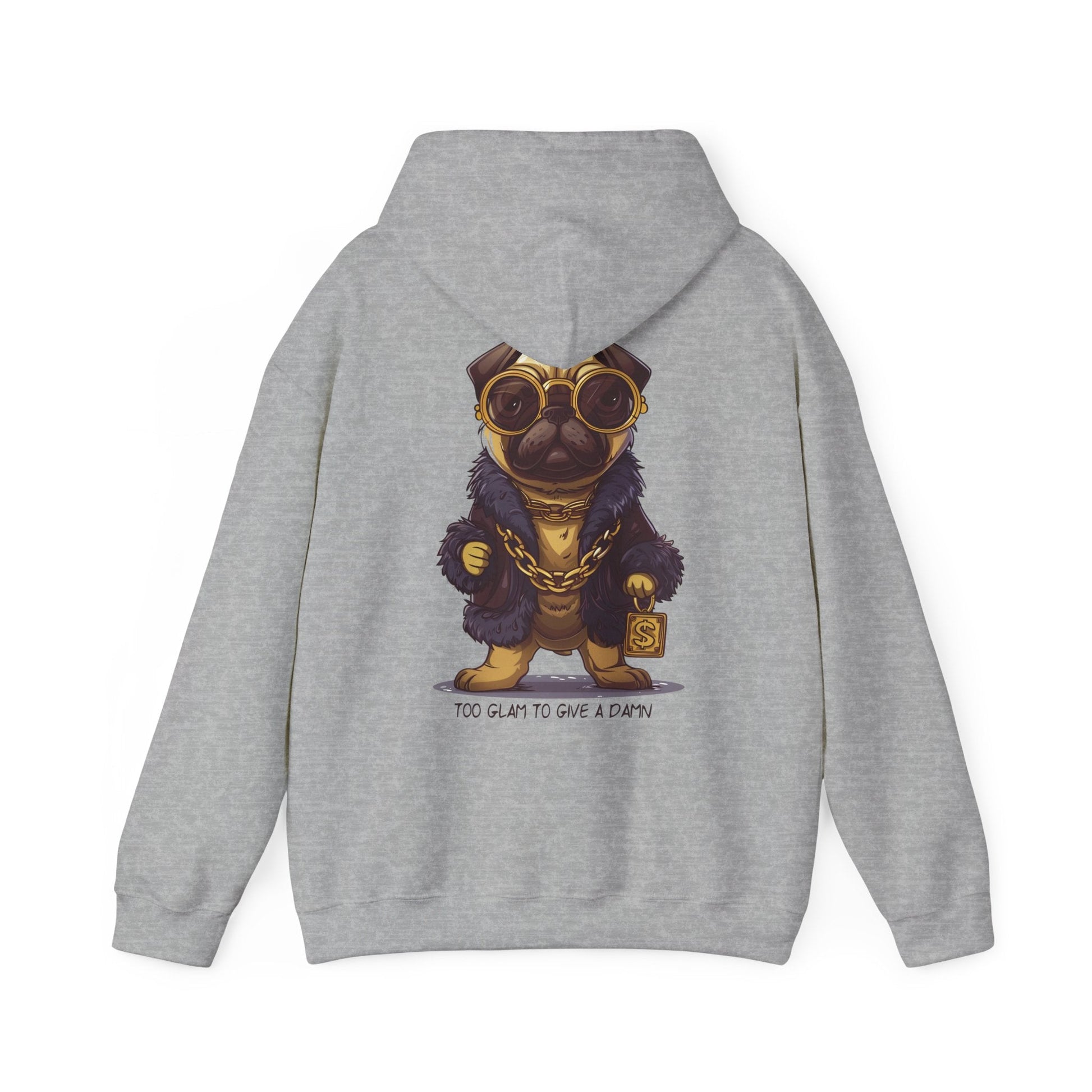 Pug Life Hoodie - Too Glam To Give a Damn - Hoodie - The Lucky Wombat