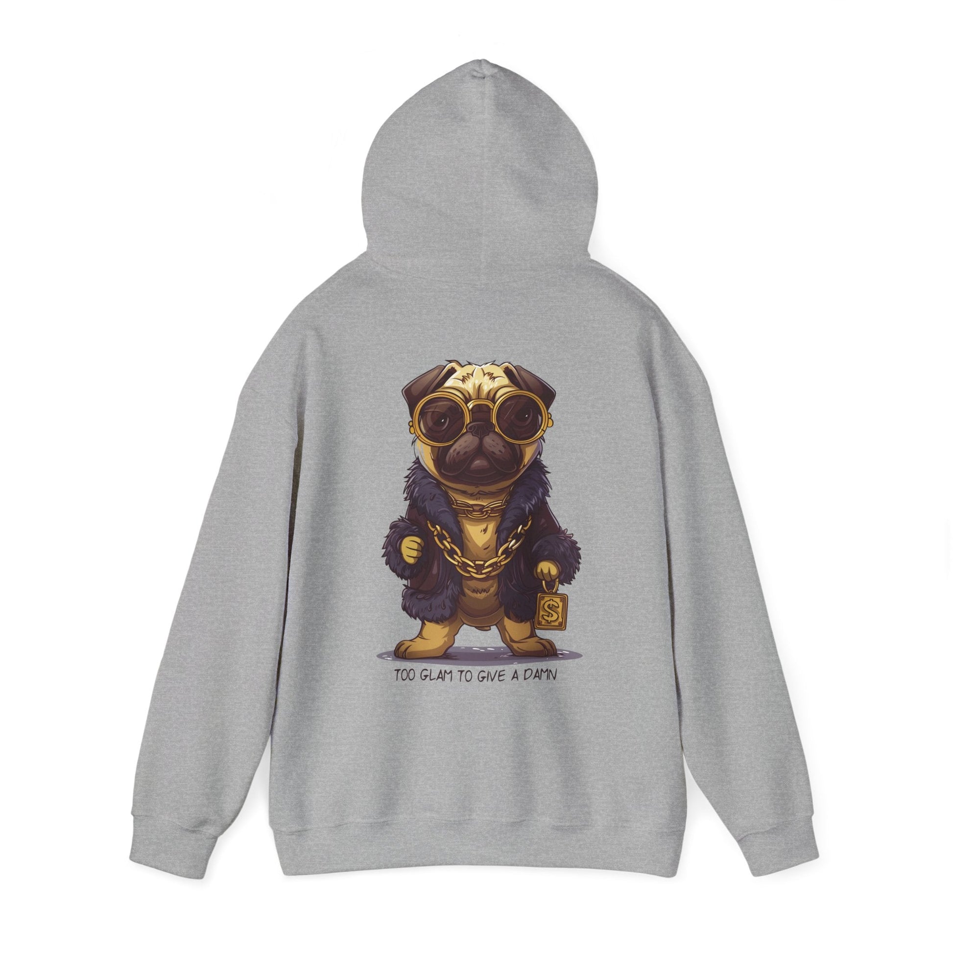 Pug Life Hoodie - Too Glam To Give a Damn - Hoodie - The Lucky Wombat