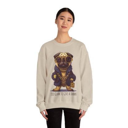Pug Life Sweatshirt - Too Glam To Give a Damn - Sweatshirt - The Lucky Wombat