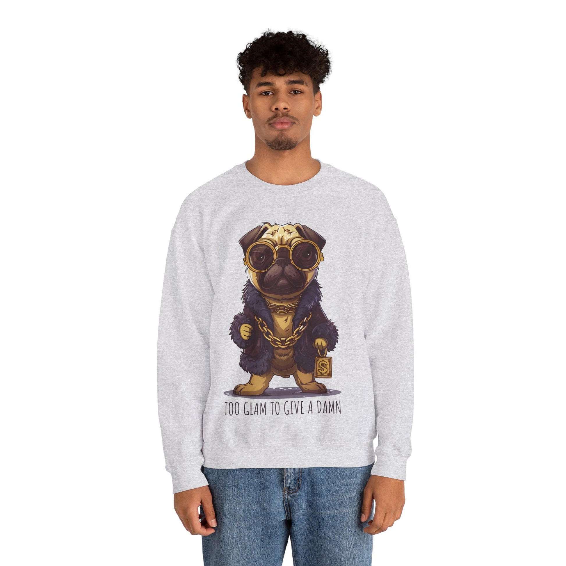 Pug Life Sweatshirt - Too Glam To Give a Damn - Sweatshirt - The Lucky Wombat