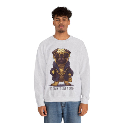 Pug Life Sweatshirt - Too Glam To Give a Damn - Sweatshirt - The Lucky Wombat