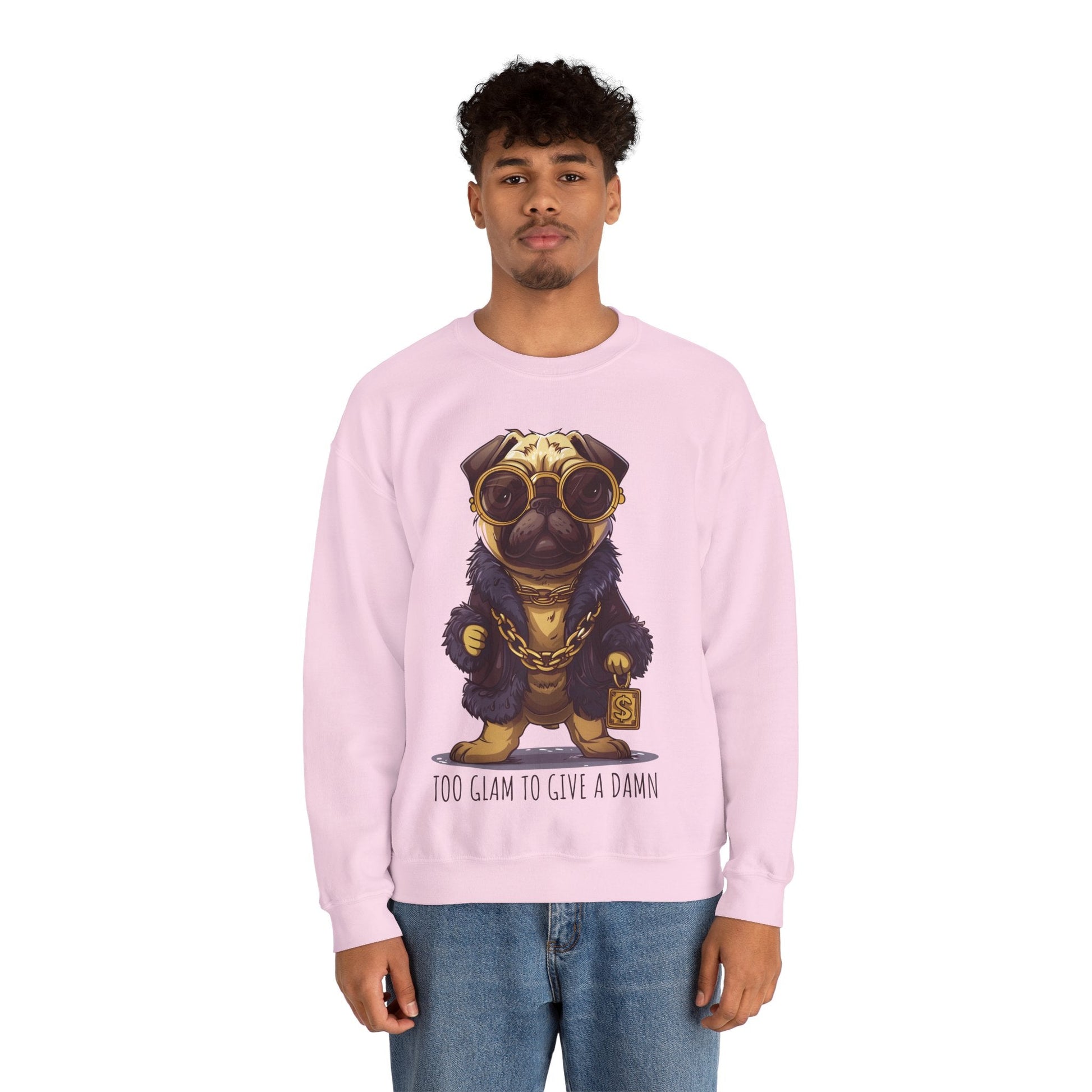 Pug Life Sweatshirt - Too Glam To Give a Damn - Sweatshirt - The Lucky Wombat
