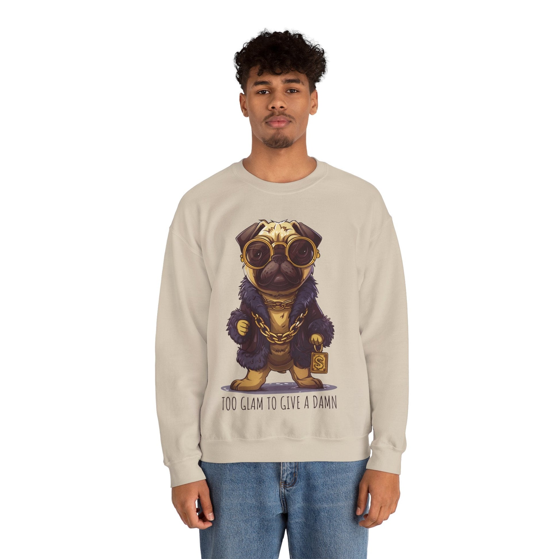 Pug Life Sweatshirt - Too Glam To Give a Damn - Sweatshirt - The Lucky Wombat