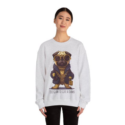 Pug Life Sweatshirt - Too Glam To Give a Damn - Sweatshirt - The Lucky Wombat