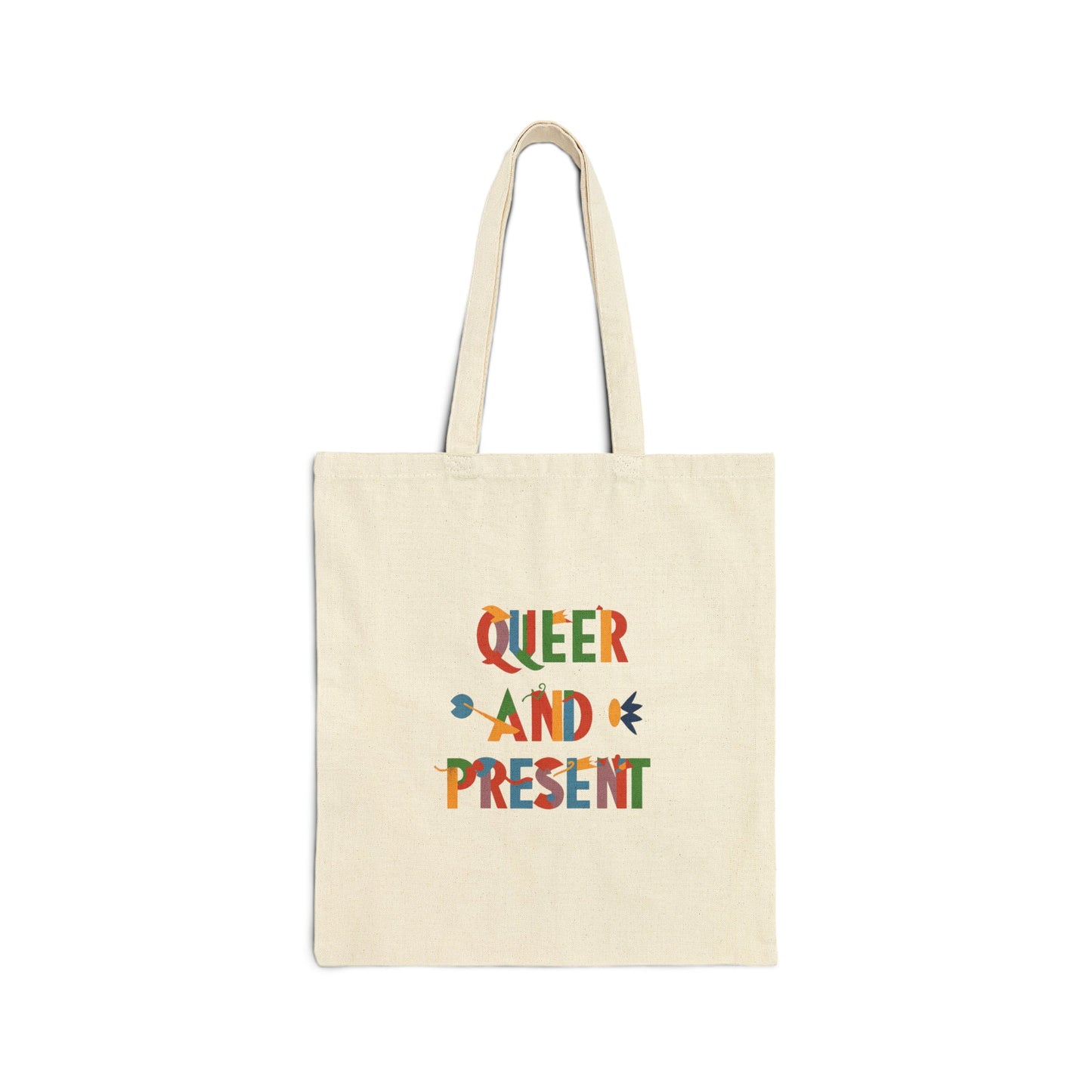 Queer and present - Tote Bag - Bags - Natural - 15" x 16"- - The Lucky Wombat