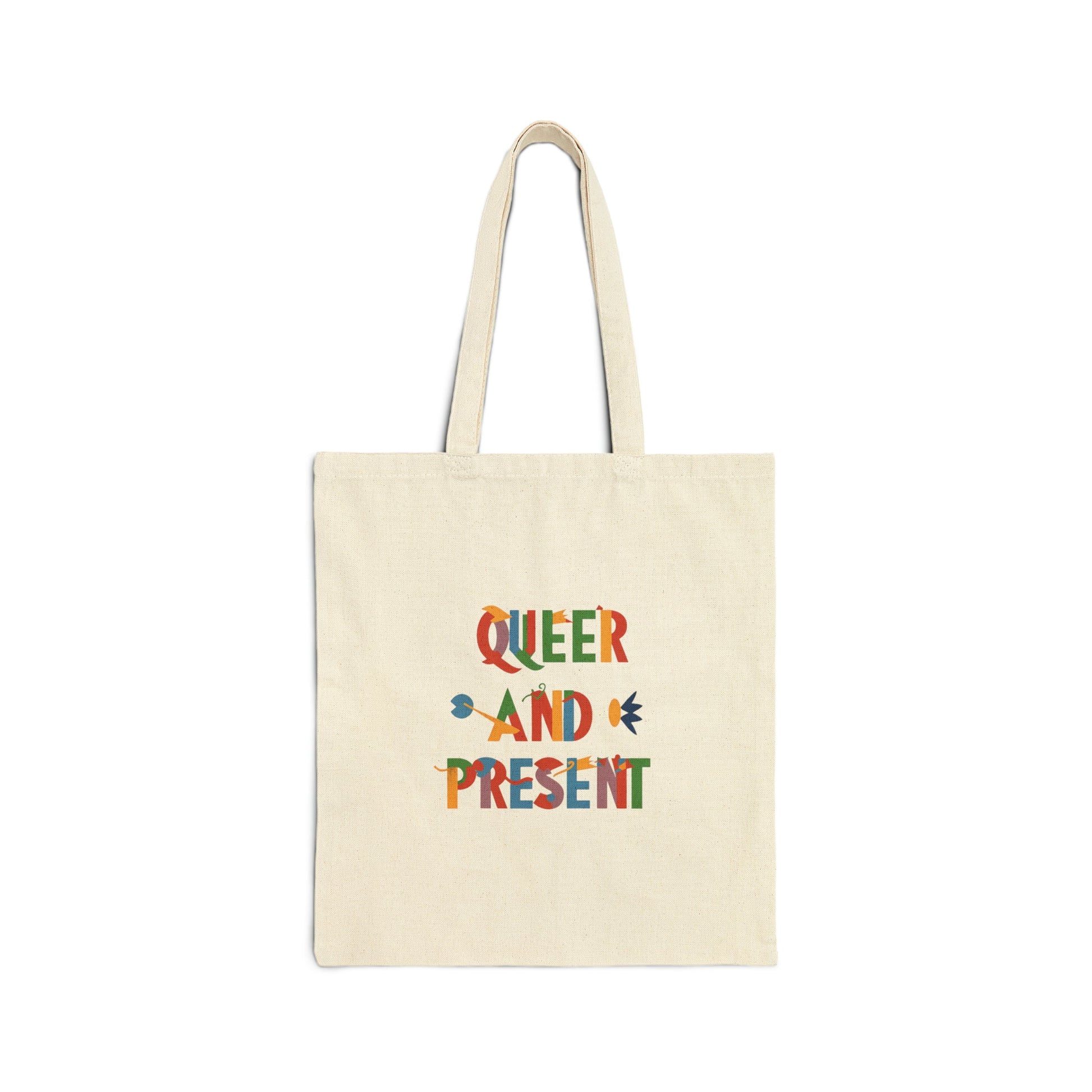 Queer and present - Tote Bag - Bags - Natural - 15" x 16"- - The Lucky Wombat
