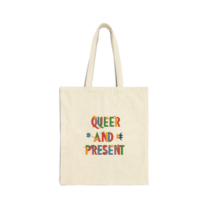 Queer and present - Tote Bag - Bags - Natural - 15" x 16"- - The Lucky Wombat
