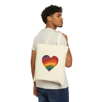Rainbow-coloured Heart - Tote Bag - Bags - Natural - 15" x 16" The Lucky Wombat