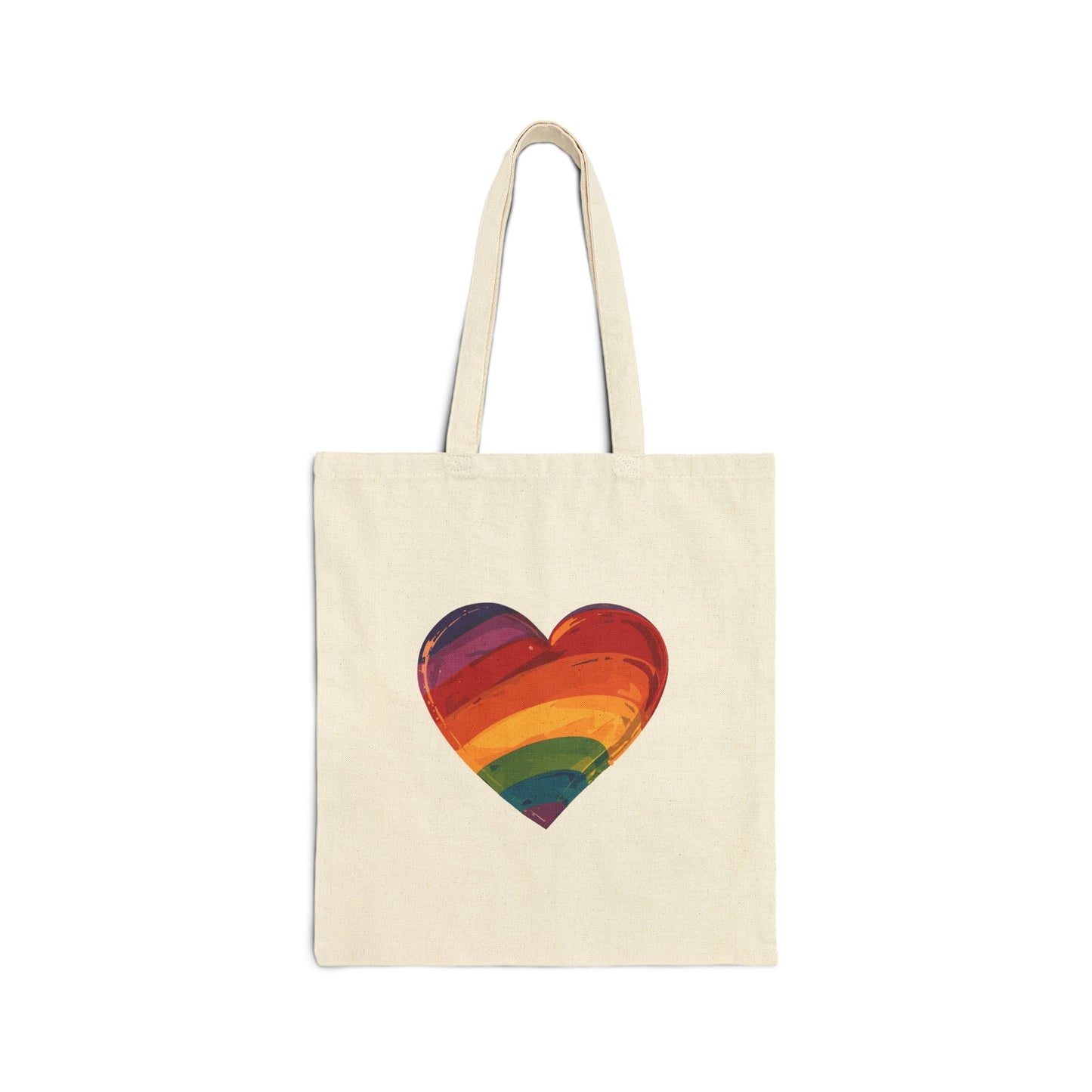 Rainbow-coloured Heart - Tote Bag - Bags - Natural - 15" x 16" The Lucky Wombat