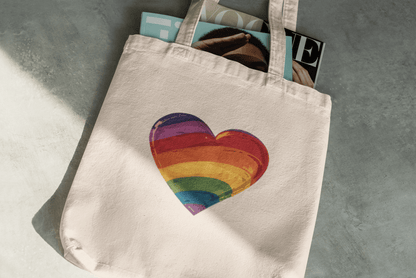 Rainbow-coloured Heart - Tote Bag - Bags The Lucky Wombat