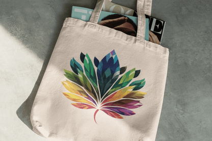 Rainbow-coloured Leaf - Tote Bag - Bags - Natural - 15" x 16" The Lucky Wombat