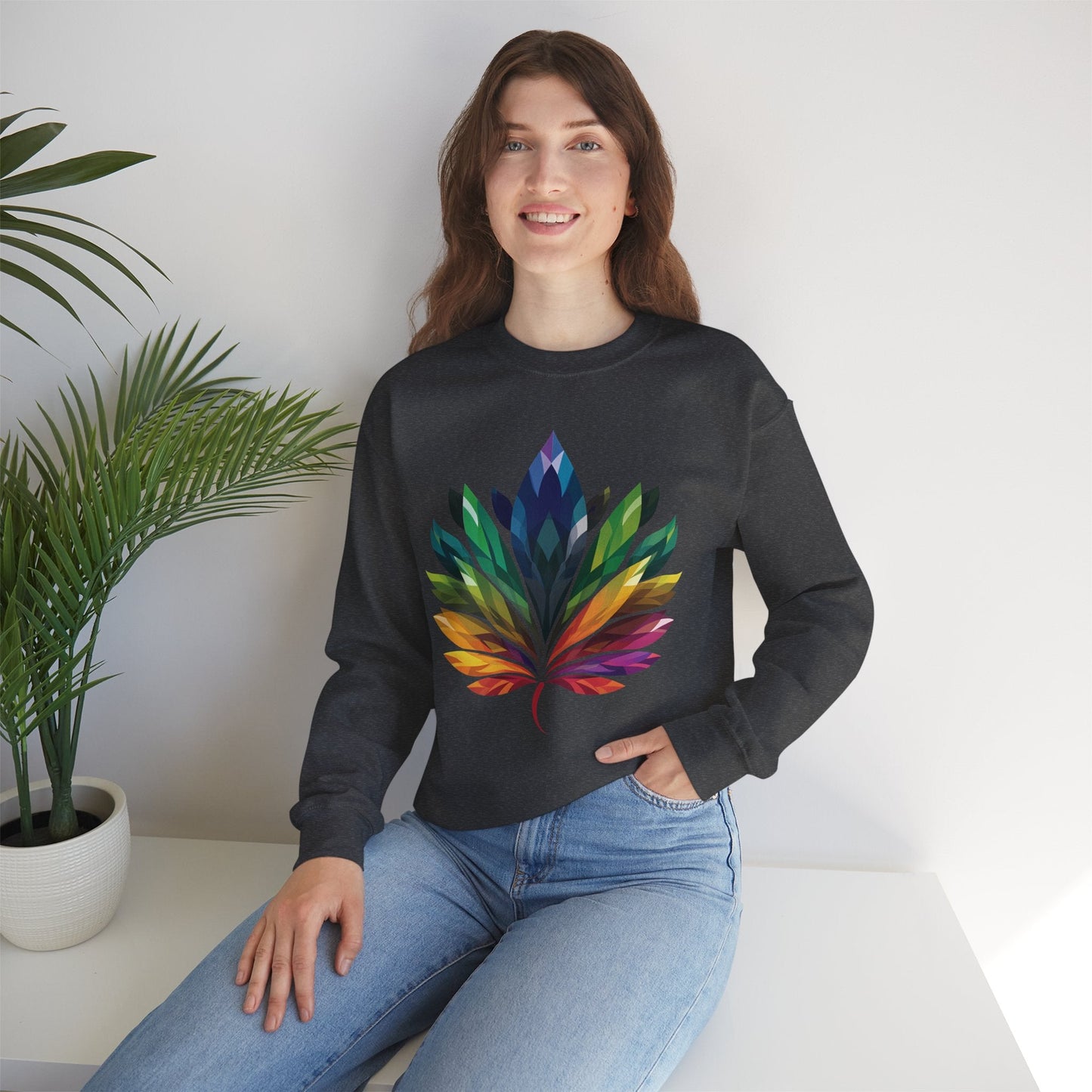 Rainbow - Coloured Leaf Unisex Sweatshirt - Sweatshirt - The Lucky Wombat
