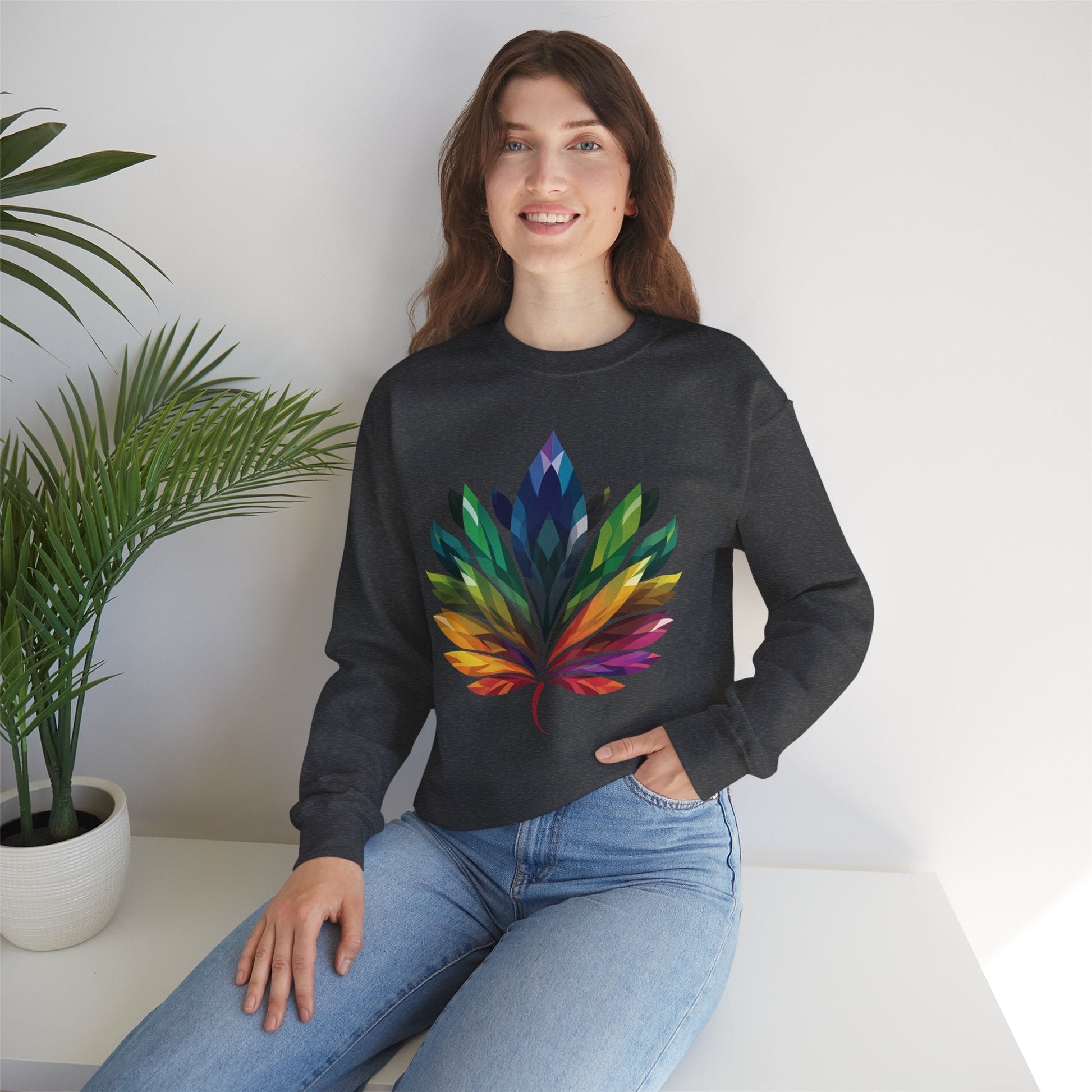 Rainbow - Coloured Leaf Unisex Sweatshirt - Sweatshirt - The Lucky Wombat