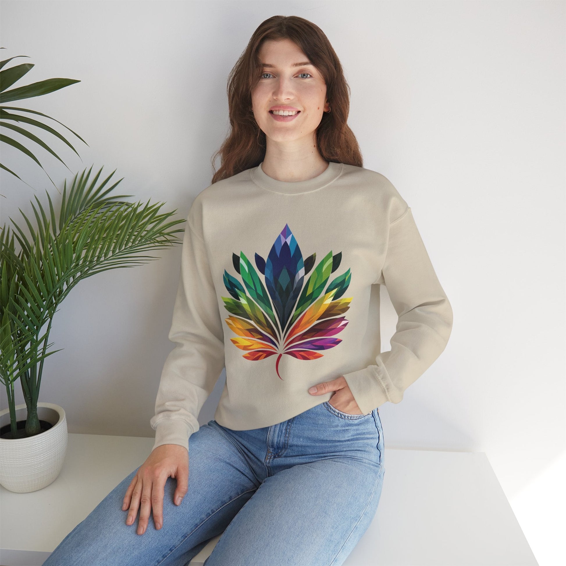 Rainbow - Coloured Leaf Unisex Sweatshirt - Sweatshirt - The Lucky Wombat