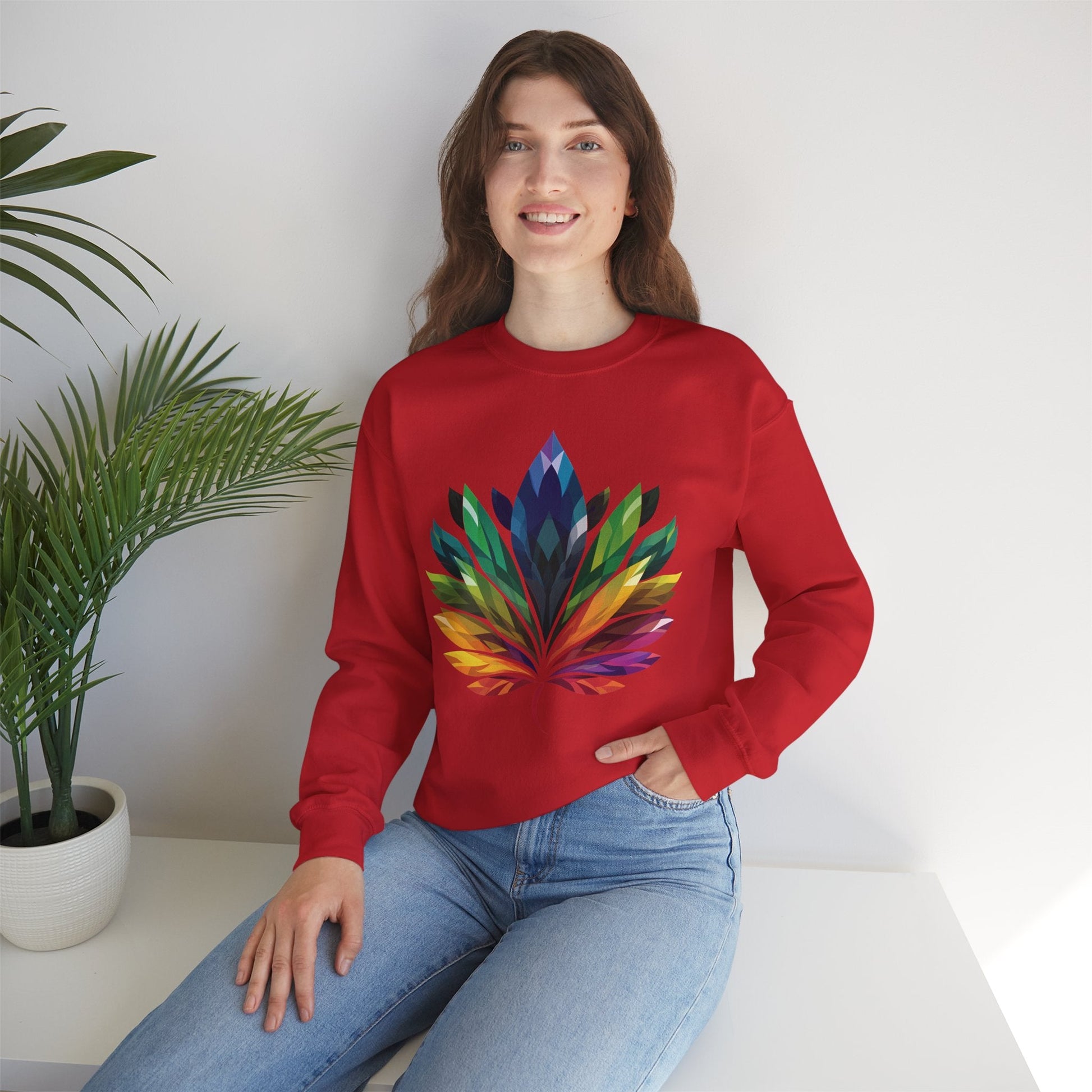 Rainbow - Coloured Leaf Unisex Sweatshirt - Sweatshirt - The Lucky Wombat