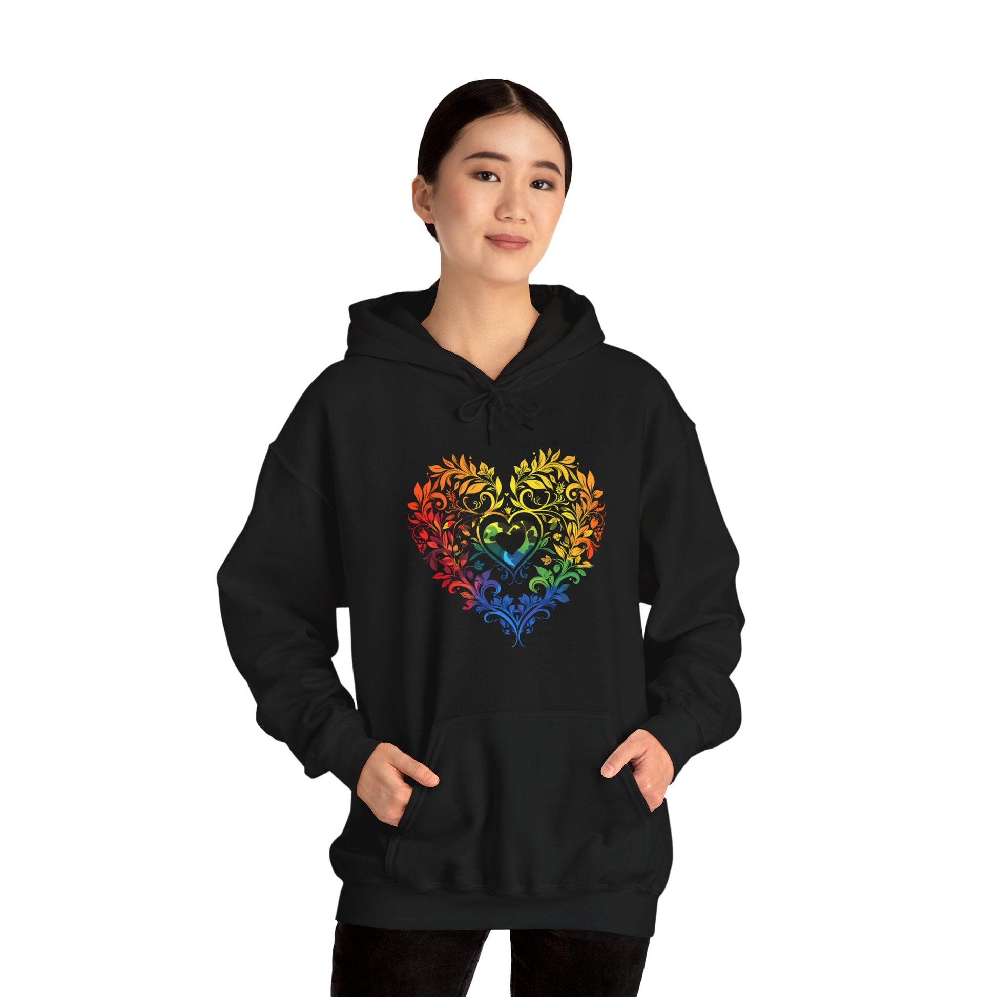 Rainbow Heart Ornament - Unisex Hoodie - Hoodie - The Lucky Wombat