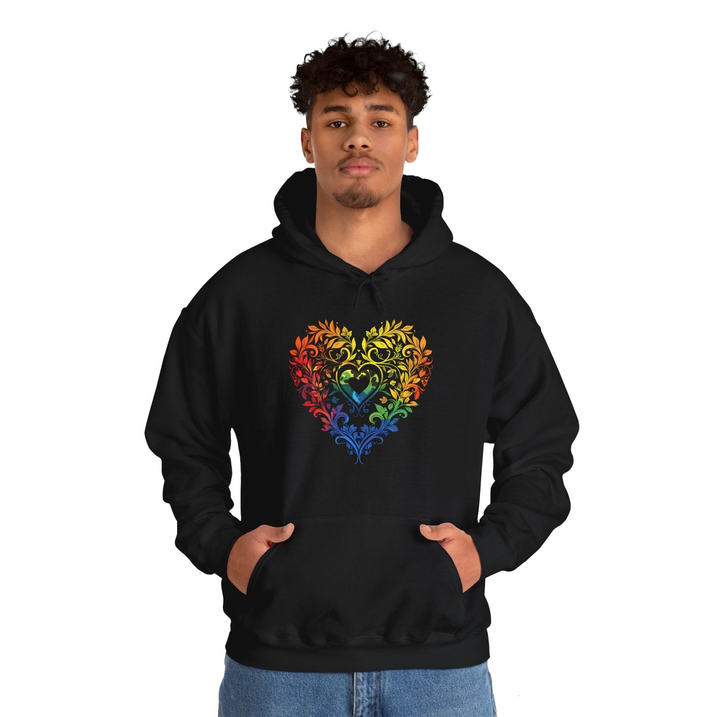 Rainbow Heart Ornament - Unisex Hoodie - Hoodie - The Lucky Wombat