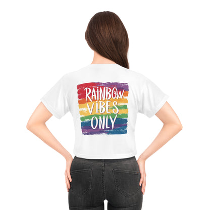 Rainbow vibes only Square - White Crop Top - All Over Prints - The Lucky Wombat