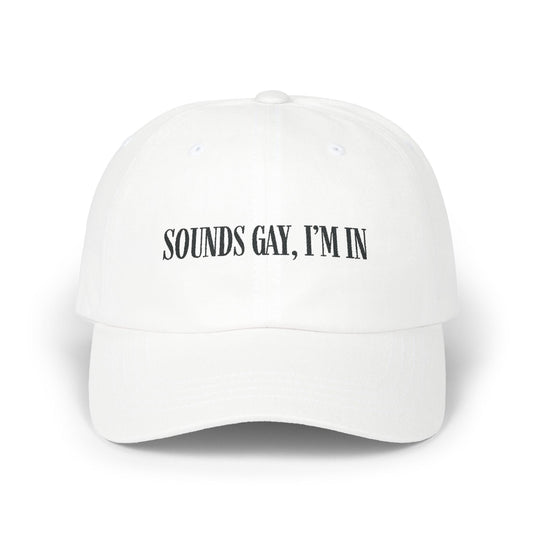 'Sounds gay, I’m in' Cap, Black on light - Hats - The Lucky Wombat