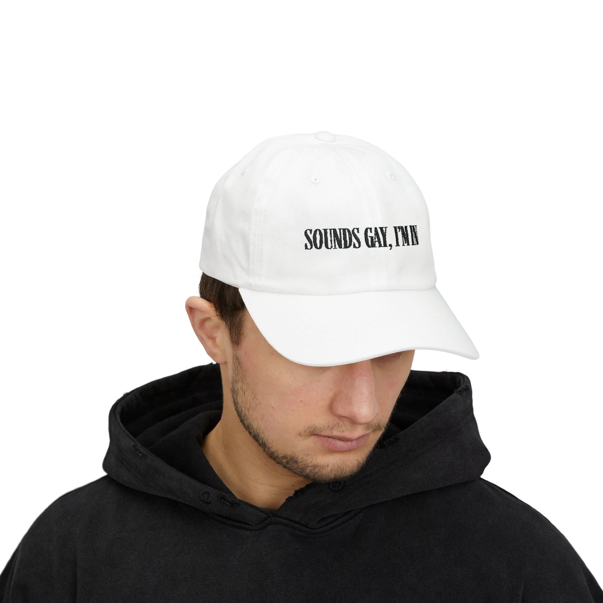 'Sounds gay, I’m in' Cap, Black on light - Hats - The Lucky Wombat