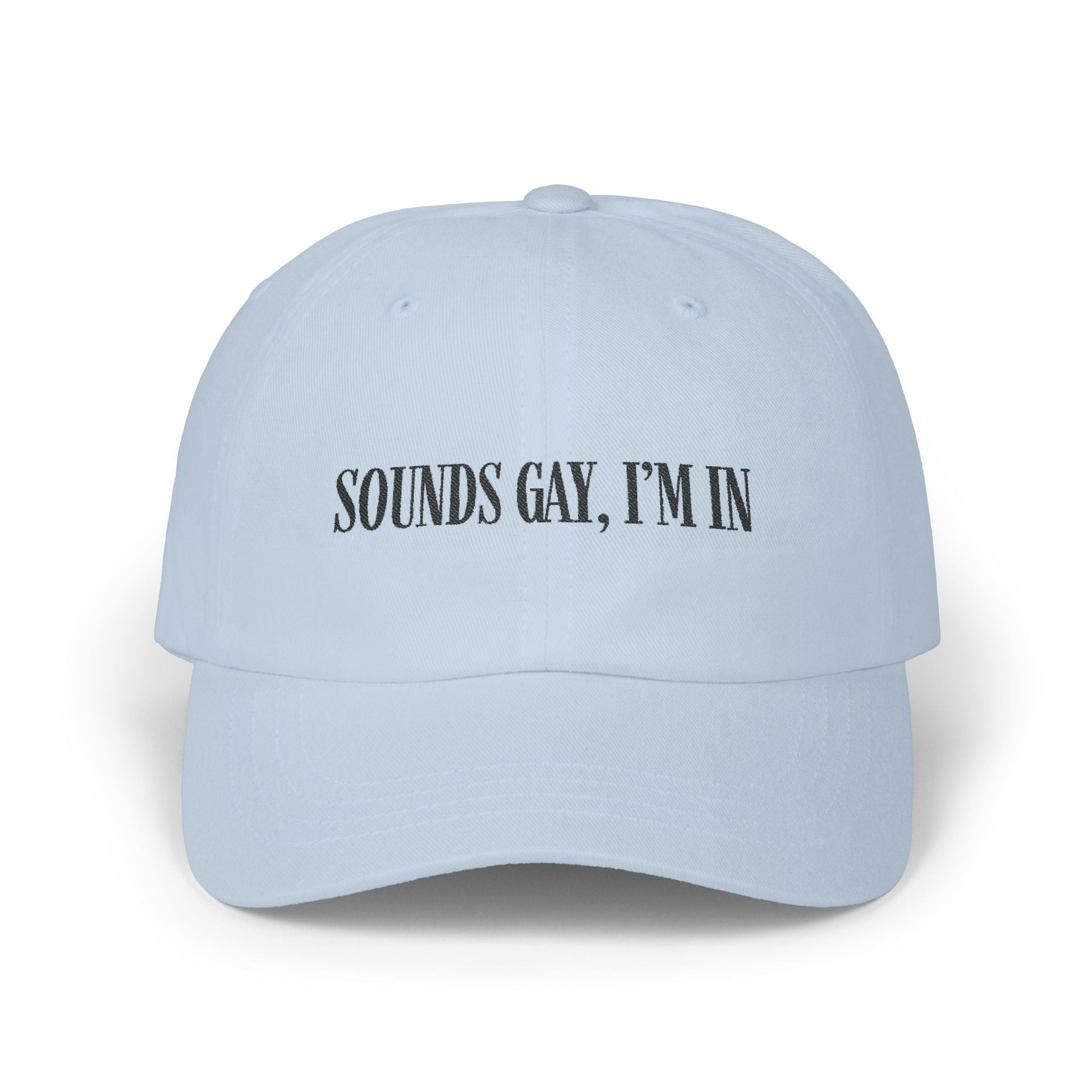 'Sounds gay, I’m in' Cap, Black on light - Hats - The Lucky Wombat