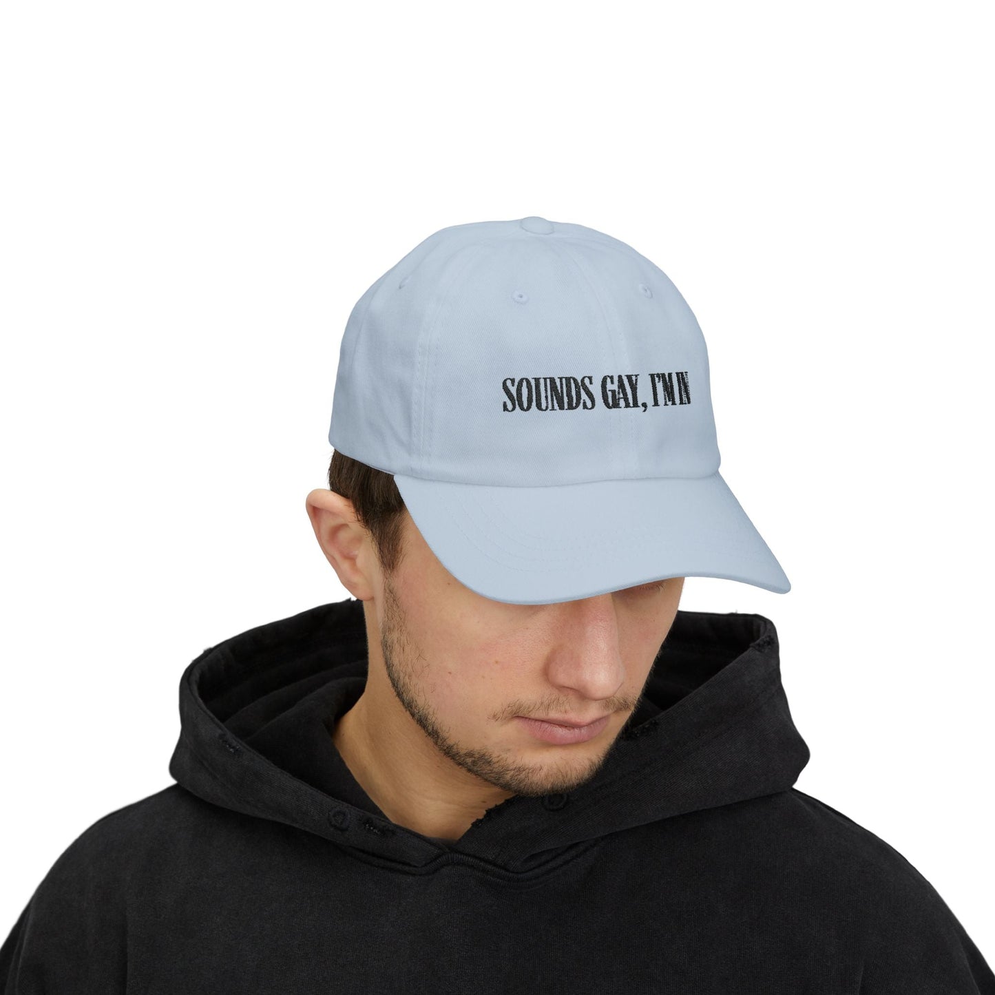 'Sounds gay, I’m in' Cap, Black on light - Hats - The Lucky Wombat