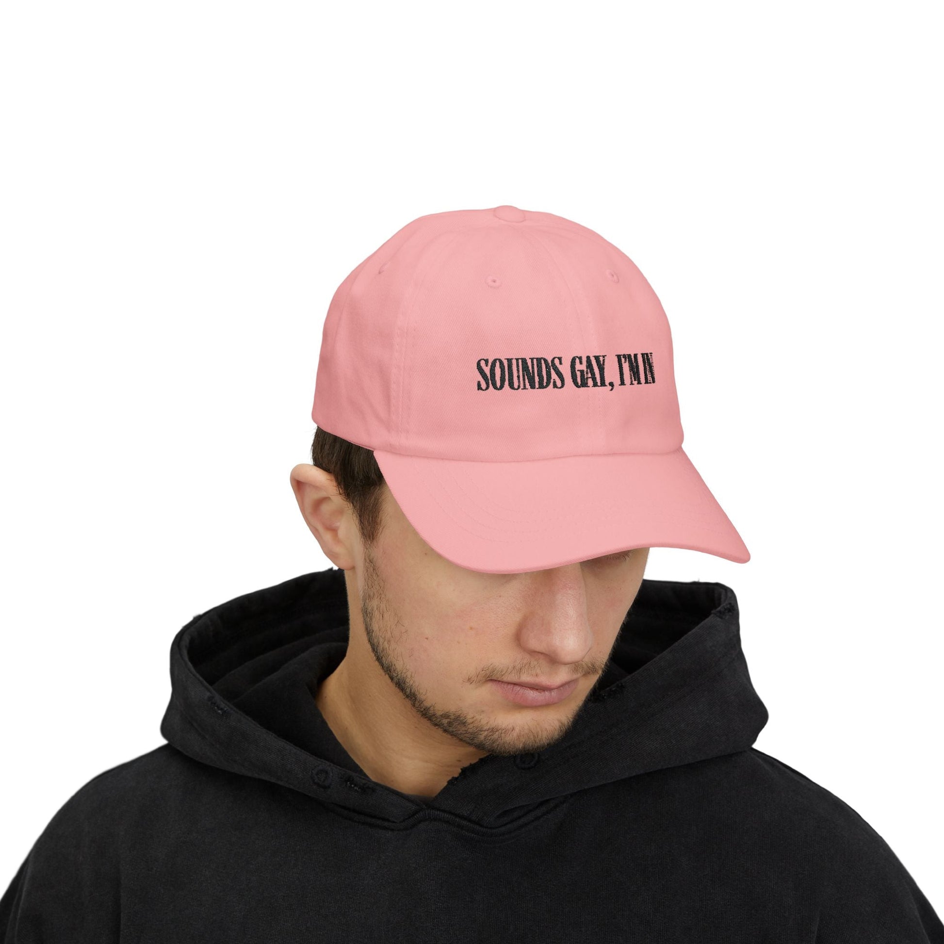 'Sounds gay, I’m in' Cap, Black on light - Hats - The Lucky Wombat
