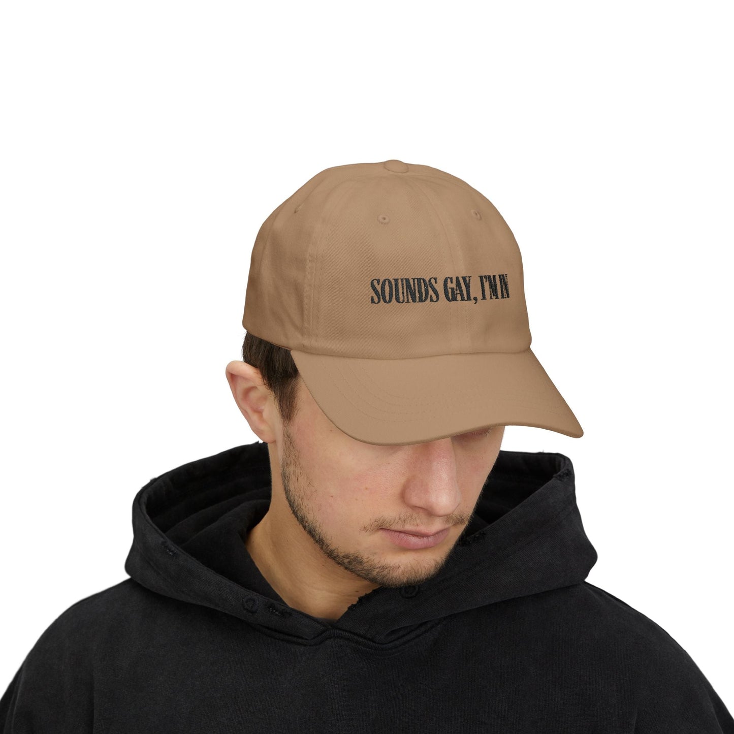 'Sounds gay, I’m in' Cap, Black on light - Hats - The Lucky Wombat