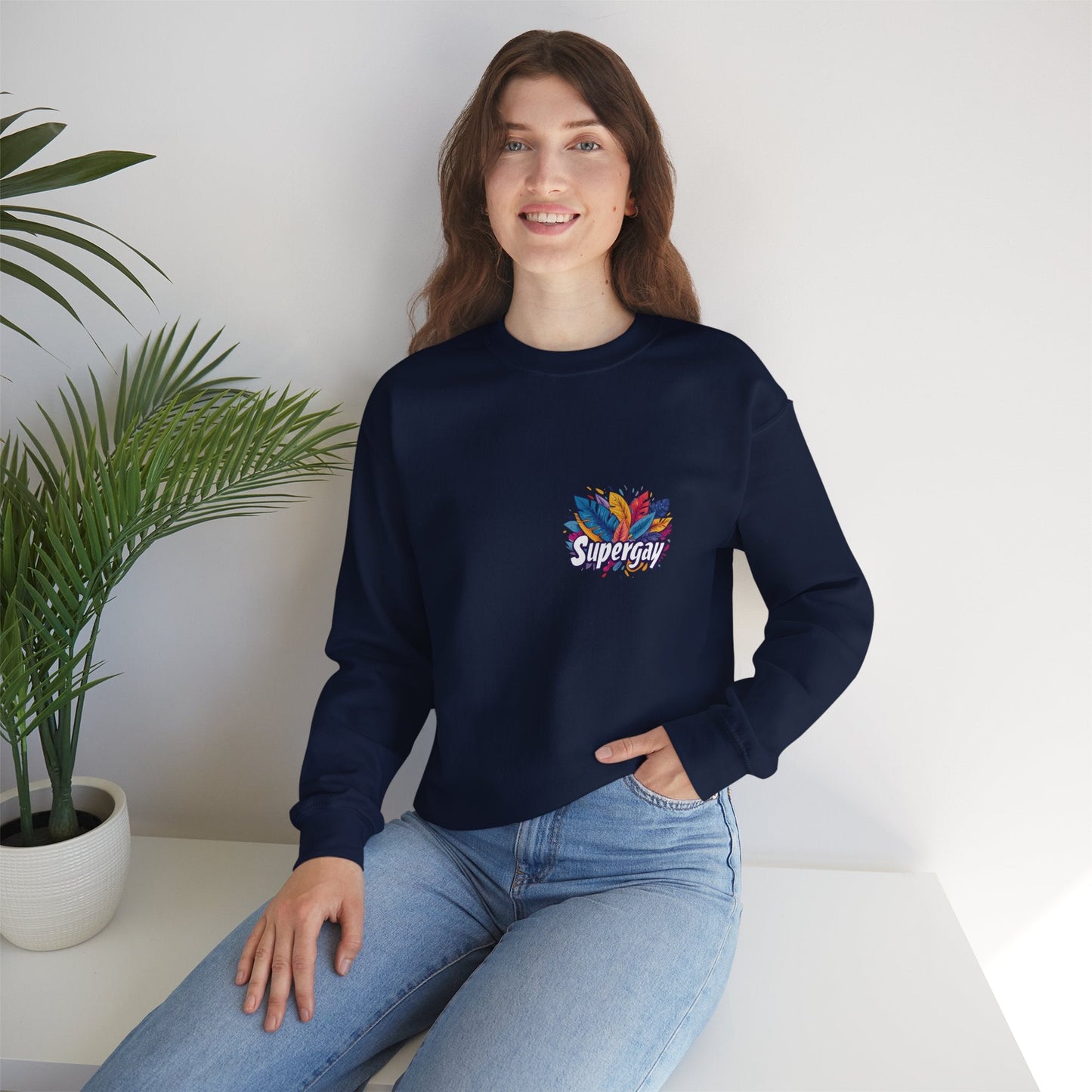 Supergay | heart - side print - Unisex Sweatshirt - Sweatshirt - The Lucky Wombat