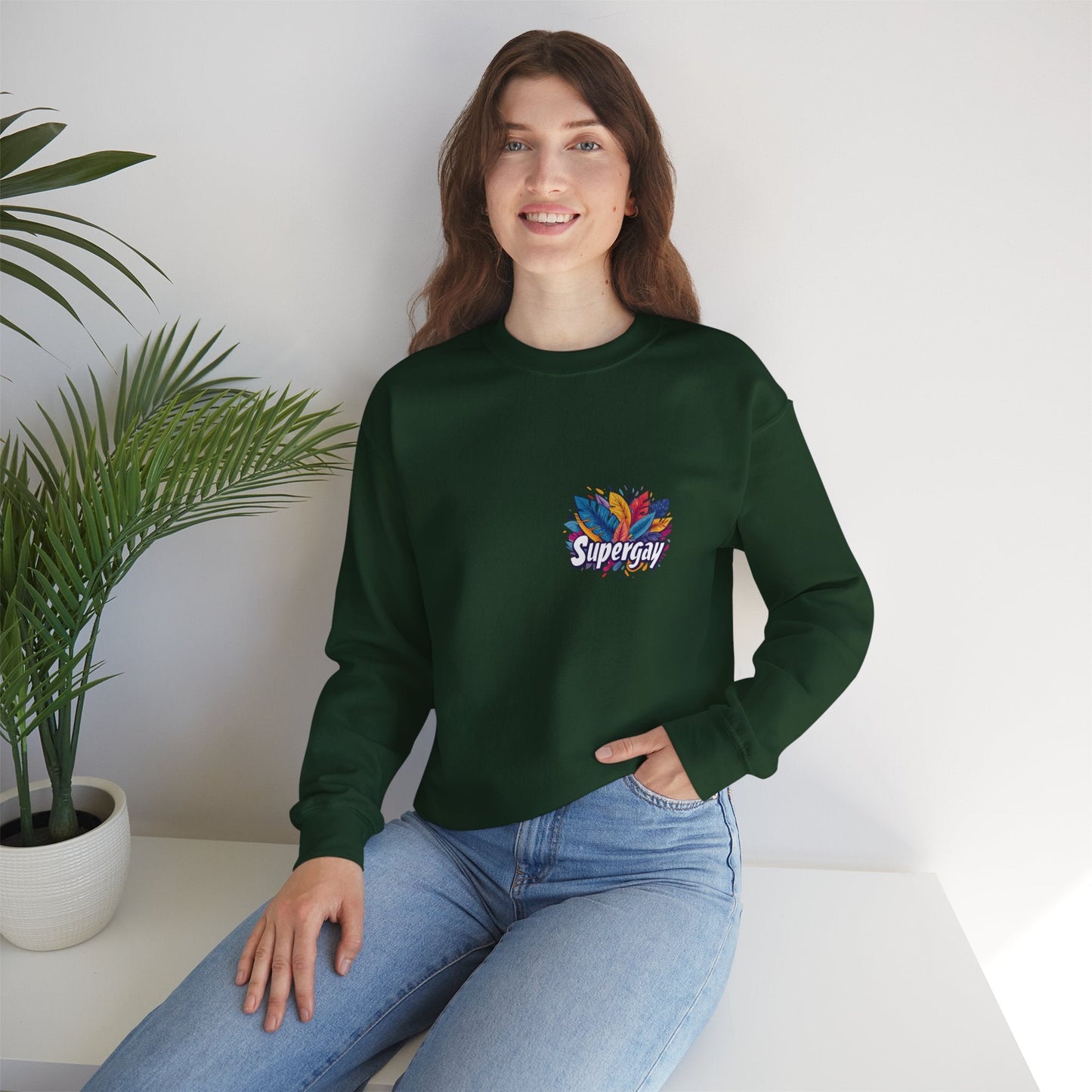 Supergay | heart - side print - Unisex Sweatshirt - Sweatshirt - The Lucky Wombat