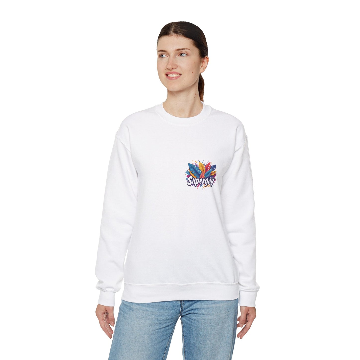 Supergay | heart - side print - Unisex Sweatshirt - Sweatshirt - The Lucky Wombat